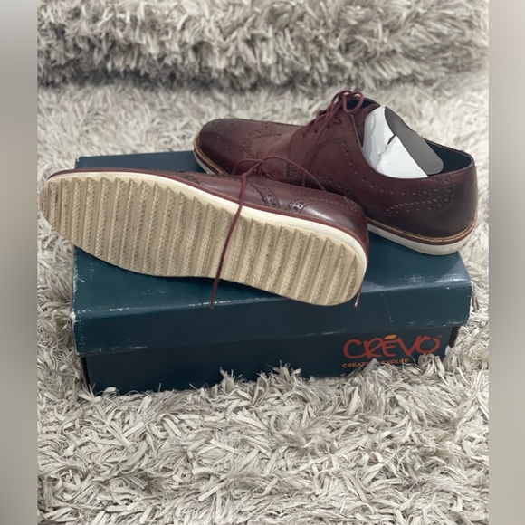 CREVO - MENS SIZE 8 - NELSON WINGTIP - OXFORD BORDO - LEATHER DRESS SHOES - Picture 3 of 5